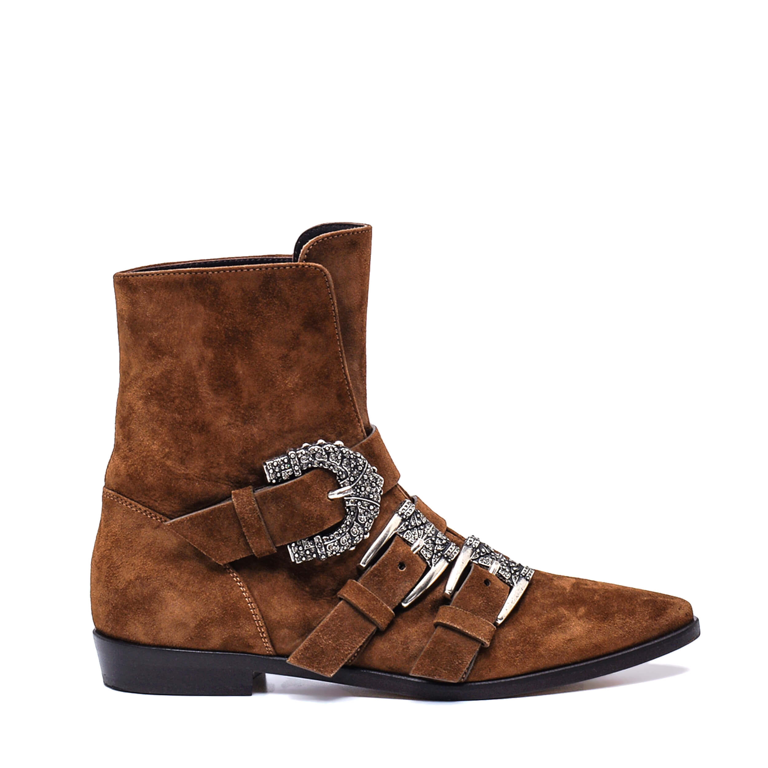 Etro - NEW Brown Suede Decorative side/Buckle Ankle Boots / 38